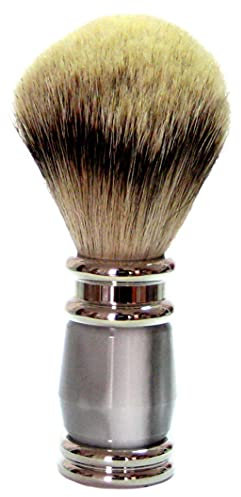Golddachs Rasierpinsel, 100% Dachs-Silberzupf, Kunstharz, grau, silber, Silberfuß