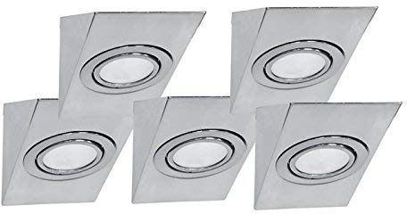 Lampenlux 5er SET Unterbauleuchte Mica Unterbaulampe Wandlampe Wandleuchte Küchenlampe Küchenleuchte Aufbaulampe Strahler Spot Silber 230V