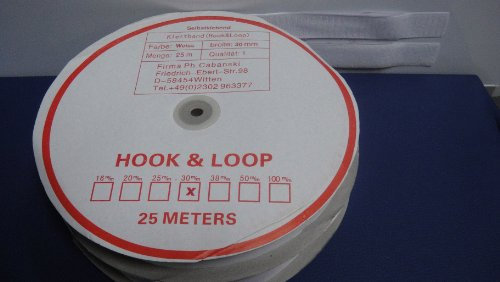 1buy3 25m Klettband selbstklebend 30mm Weiß (25m Haken- und 25m Flauschband) / Grundpreis je Meter = € 1,28