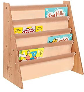 FiNeWaY@ CHILDREN'S BOOK STORAGE SLING SHELVES FOR 3+ YEARS (NATURAL)
