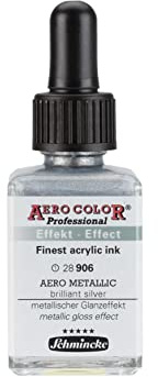 Schmincke - AERO Color® Professional - high Viscosity Acrylic Paint for Acrylic Painting, Airbrush, Mixed Media, Acrylic Ink, AERO Metallic Brill.Silver - 28 ml