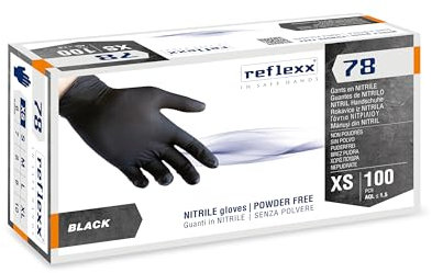 Reflexx R78 Gants en nitrile noirs sans poudre, L, noir, 100