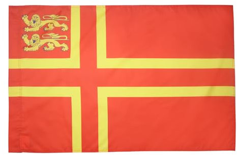 AZ FLAG - Drapeau Normandie Croix de Olaf 2 lions - 90x60 cm - Drapeau Normand 100% Polyester Avec Fourreau et Cordelette - Pavillon 50 g