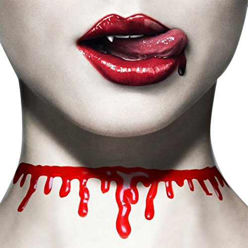 Boodtag Kette Blut Halskette Rot Blutige Kette Halsband Halloween Accessoire Kostüm Schmuck Zubehör Sipeizeug (Rot)