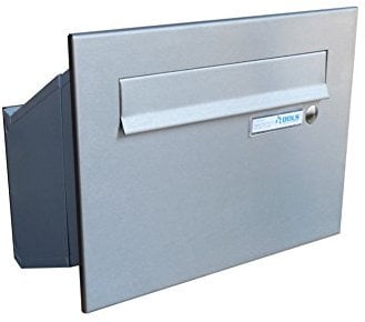 D-241 XXL Edelstahl Mauerdurchwurf Briefkasten mit Klingel (Tiefe: 23-38 cm) - LETTERBOX24.de