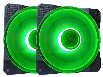 APEVIA CO212L-GN Cosmos 120mm Green LED Ultra Silent Case Fan w/ 16 LEDs & Anti-Vibration Rubber Pads (2 Pk)