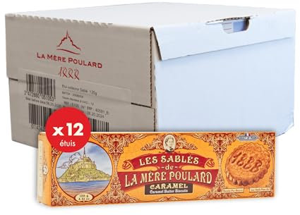 La Mère Poulard, galletas tipo sablés de mantequilla y caramelo, delgadas y crujientes - Caja de 125g