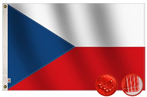 rhungift Hochwertige tschechische Flagge, 90 x 150 cm, für den Außenbereich, 210D-Vierfach genähte Fliegenenden, Messingösen für einfache Ausstellung der Tschechischen Republik