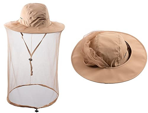 HunterBee Chapeau avec Filet en Maille moustiquaire intégré - pour Apiculture, Safari, randonnées, Jardinage