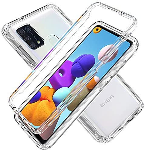 LXHGrowH Hülle für Samsung Galaxy M31, 360 Grad Ganzkörper Stoßfest Handyhülle, Kratzfest Schutzhülle mit Eingebauter Displayschutzfolie, Case Dual - Transparent