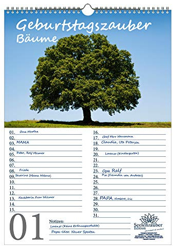 Geburtstagsplaner Geburtstagskalender Baumzauber DIN A3 Kalender Baum, Bäume und Wald - Seelenzauber