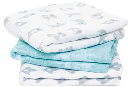 aden + anais 100% Cotton Muslin Musy Squares, Multi-use Baby Cloths for Girls & Boys, 70x70cm, Ideal Newborn & Infant Nursing Set, Perfect Shower Gifts, 3 Pack, Now + Zen 70x70 cm (2 Count)