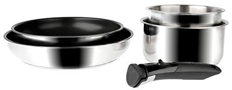 Sitram 713517 Set de 5 pièces ARPEGE INOX : 2 poêles Ø24-28 revêtues, 2 casseroles Ø16-18 cm, 1 poignée Amovible