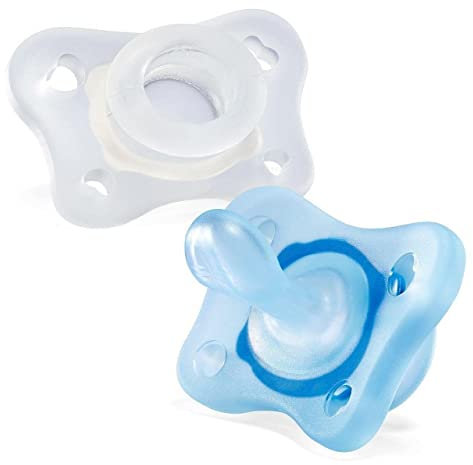 Chicco Physio - Ciuccio Mini Soft All Silicone, 2 pezzi, blu e neutro, 0-2 m