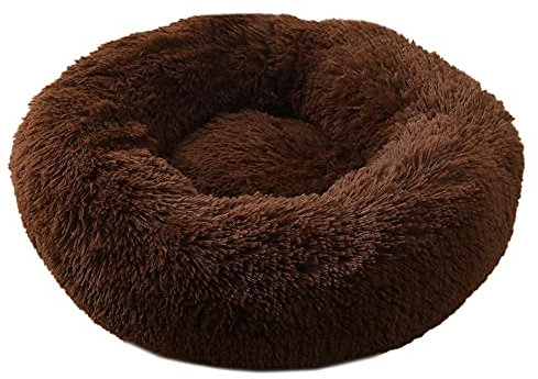pet wiz Soft Calming Donut Bed - Premium Quality For Dogs & Cats - Anxiety Relief - 50cm, 80cm, 100cm - 6 Colours Available (50cm, Coffee)