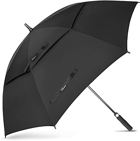 NINEMAX Golf Regenschirm Groß Sturmfest XXL, Großer Regenschirm Sturmfest Stabil, Golfschirm Gross für Herren Damen 2 Personen (Schwarz)