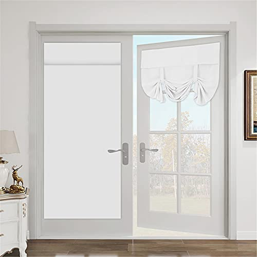 Cortina De Puerta Francesa Cinta Sin Perforaciones Cortinas De Puerta Opacas Superiores Plisado De Lápiz Filtrado De Luz Panel Funcional Cortinas Para El Hogar Y La Oficina (66×173cm/26×68in×1,Blanco)