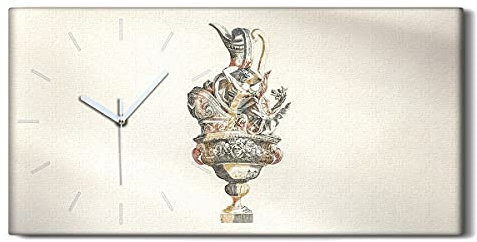 Coloray Uhr auf Leinwand - Weiße Hände - Ohne Tickendes Geräusc Wand Uhr Kunst Dekoration Segeltuch Wohnzimmer - Antike Vasen Oldtimer-Kunst