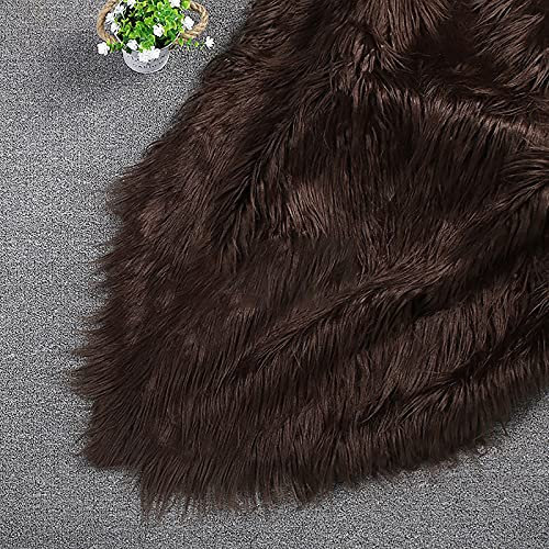 LPLND Qualität Kunstpelzstoff Langhaarplüsch Plüschstoff 170 * 50cm Haarlänge 7-10cm Flauschiger Stoff Windschutz Fell Stoffe Für Kleidungsdekoration, Nähhandwerk (Color:Braun)