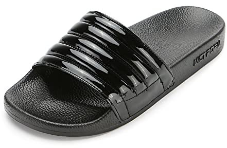 VICT POPU Claquettes de Plage et Piscine Femme Sandales Plates de Bain Douche Chaussons été Antidérapant Pantoufles Noir 38