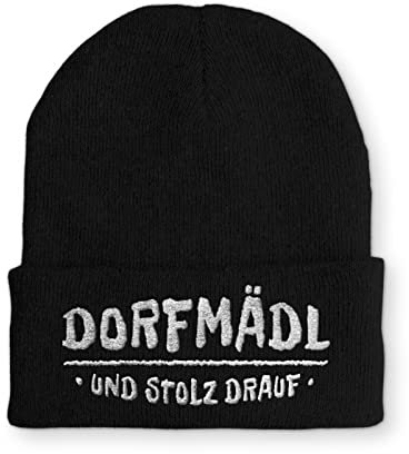 tshirtladen Dorfmädl und stolz Drauf Wintermütze Beanie Mütze für Damen und Herren, Farbe: Black