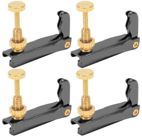 Violine Feinstimmer, 4 Stück 2,7cm/1,1 Zoll 3/4-4/4 Größe Cello Feinstimmer Einsteller Metall Cello Saiten Einsteller Geige Tuner Schraube Violine Saitenwerkzeug Saitenfeinstimmer Regler Zubehör