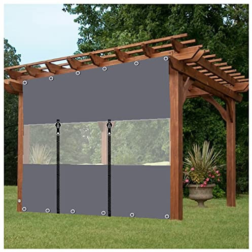 BDSHL Outdoor-Pavillon-Seitenwände mit Reißverschluss, 0,5 mm Grauer Pavillon-Garten-Windschutz mit Ösen, 60 Größen (Color : Clear Grey, Size : 4x2.5m/13.1x8.2ft)