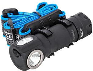 Walther HLC1r Stirnlampe, Wiederaufladbar, USB Kopflampe, IPX6 Wasserdicht, inkl. Akku 18350, Ladekabel, MOLLE-Clip, Handschlaufe und Ersatzdichtung