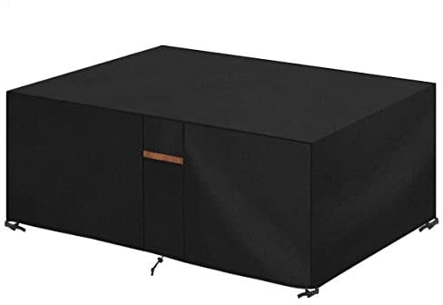 SanGlory Schutzhülle Gartenmöbel Plane Wasserdicht Abdeckplane Gartenmöbel Abdeckung Winterfest Gartentisch Abdeckhauben Balkonmöbel Abdeckung 600D Oxford Tischabdeckung 250x150x90cm