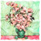 Prettystern Dames Bandana Carré Petit en Soie Foulard en Soie Peinture Vert Roses Blanches P738