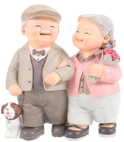 Veemoon Harz Figuren Altes Paar Skulptur, Kleine äLtere Paare Dekorationen Liebevolle ÄLtere Paarstatue Statue Hochzeitstag GroßEltern Dekorative Ornamente Zum Valentinstag Hochzeitstag