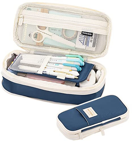 EHOPE Big Capacity Pencil Pen Case Office Large Storage High Capacity Bag Pouch Holder Box Organizerfor Office Travel Holder Box（Dark Blue-1）
