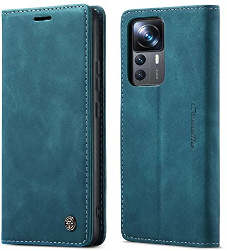 mvced Handyhülle Kompatibel mit Xiaomi Mi 12T/12T Pro 5G,Premium Leder Flip Case Schutzhülle mit Standfunktion,Blau