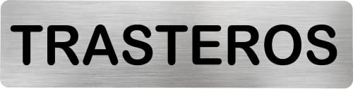 Becral® - Señal de acero inoxidable TRASTEROS | Placa puerta INOX | Señal informativa | Cartel Puerta 200X50mm