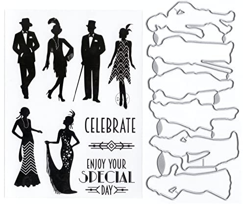 DzIxY Stanzformen-Set für Frauen, Mann, transparente Stempel und Metall, für Karten, Scrapbooking, Papierbedarf, Dichtungen, Aufbewahrungstaschen