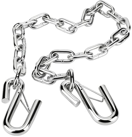 1m/39in Anhänger Sicherheitskette 3500lbs Tragfähigkeit Verzinkter Stahl Abschleppseile mit doppelten Karabinerhaken für Anhänger RV (Kettendrahtdurchmesser: 7mm/0.28in)