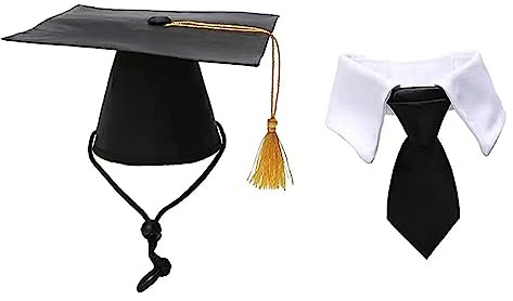 Nauze 2 cappellinilaureo per animali domestici e cravatta per cani, cappelli laureo con nappa, mini cappello per cani e gatti, accessori per costume
