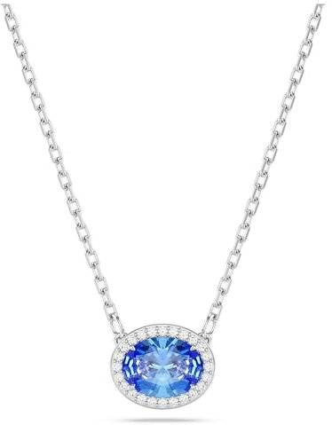 Swarovski Una Halskette, Blaue und Rhodinierte Damenhalskette mit Strahlenden Swarovski Kristallen
