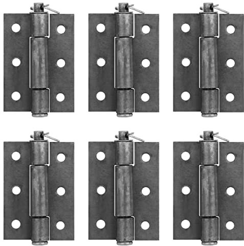 TSSS 6 PCS 83 x 52 mm Weldable Door Hinges, Detachable Metal Gate Steel Butt Hinge with Removable Pin