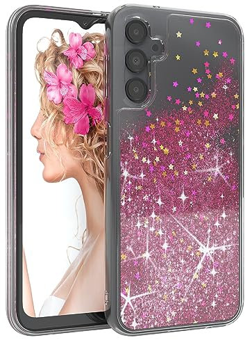 EAZY CASE - Schutzhülle - kompatibel mit Samsung Galaxy A14 5G stoßfest Ultra Dünn, Soft Silikon, erhöhter Rand für Bildschirm & Kamera, Glitzernde Hülle für Frauen und Mädchen in Glittery Pink