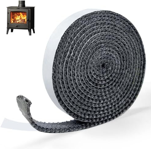 Junta Puerta Chimenea,Cinta de Sellado para Chimenea,Junta Refractaria Chimenea,Junta Autoadhesivo para Chimenea,Estufa de Leña,Tubo de Humo (3mm x 20mm x 3m)