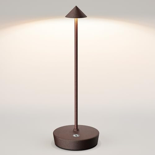 SLSMD Tischlampe Kabellos IP54 Led Outdoor Lampe 6000mAh Akku Camping Schreibtischlampe Aufladbar Nachttischlampe Touch Tischleuchte für Innen/Außen (Rost)