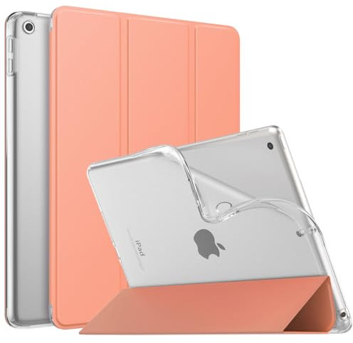 MoKo Case for iPad 10.2 iPad 9th Generation 2021/ iPad 8th Generation 2020/ iPad 7th Gen 2019, Soft Frosted Back Cover Slim Shell Case with Stand for iPad 10.2, Auto Wake/Sleep, Apricot Orange