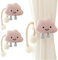 AOOPOO 2 Stück Gardinenclips Raffhalter Seil, Cartoon Wolken Vorhanghalter, Niedliche 3D Wolken Vorhang Raffhalter mit Perlen Ball, Gardinen Haken Ringe Wolken für Kinderzimmer Dekoration