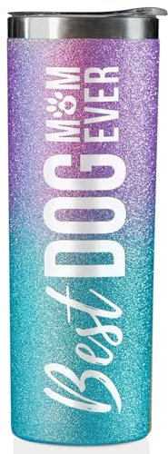 Onebttl Dog Mom Gifts for Women, Dog Lovers Tumbler Insulated Stainless Steel Cup (590ml, Glitter Purple-Blue)