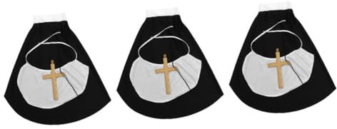 BESTonZON 3 Sätze Pastor Dreiteiliger Anzug Mutter Oberin Kostüm Nonnenkostümzubehör Römisches Kostüm Gruseliges Nonnen-outfit Priesterkostüm Für Damen Hölzern Herren Halloween Kleidung