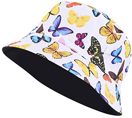 kosopse Jungkook Merch Kreativer Druck Fischerhut Mode Lässig Basin Hut Frauen Doppelseitiger Eimerhut Herren Sonnenhut Fischerhut (White-C, One Size)