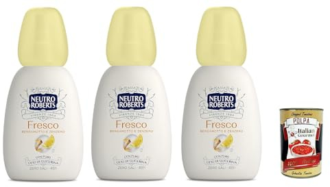 Italian Gourmet Deo Vapo Fresco Deodorante Bergamotto Ingwer Spray 3 x 75ml | Senza sali di alluminio e gas, mit reinem Glycerinöl, 48H Schutz, profumo, Gesamtnettogewicht 225 ml + Kostenlos Polpa 400g