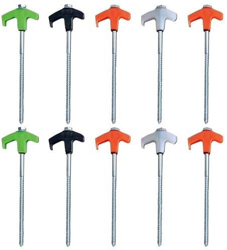 8-Zoll-Zeltheringe zum Einschrauben, Sechskantheringe, bohrbare Zeltheringe | 10 Stück leuchtende robuste Zeltheringe zum Einschrauben - 20,3 cm große Zeltheringe, Campingpfähle, zum Einbohren von Zel