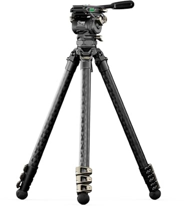 Tilta Video Kamera Stativ mit 75mm Bowl Cine Fluid Kopf mit 3-stufigen Carbonfaser-Stativbeinen Max. Belastung 8KG, Hochbelastbares Stativ für DSLR Kamera Camcorder - Space Grau TT-CT08-75-SG